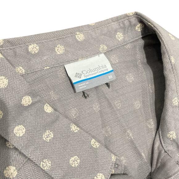COLUMBIA Button Down Shirt Women Sz Medium Grey Polka Dot Midweight Campcore - Picture 8 of 9